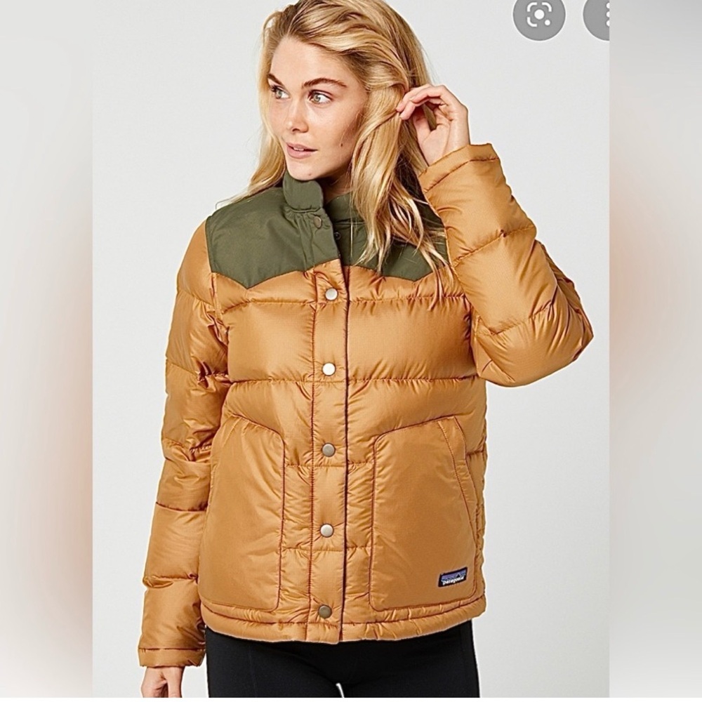 Patagonia Women's Dk Gold &Green Puffer Jacket size XL- NEW with tags